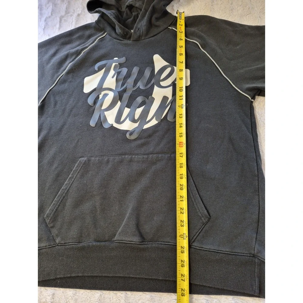 True Religion Pullover Hoodie Sweatshirt Men's Large Horse Shoe Spell Out Logo
